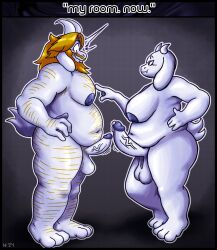 2024 3_toes anthro arm_hair asgore_dreemurr balls beard big_penis blonde_hair bodily_fluids body_hair boss_monster bovid breasts caprine chest_hair cosmicceternity dialogue english_text erection facial_hair feet fur futa futa_is_bigger futa_on_male futanari genital_fluids genitals goat gynomorph gynomorph/male hair hi_res horn humanoid_genitalia humanoid_penis imminent_sex intersex intersex/male leg_hair male mammal nude overweight overweight_gynomorph overweight_intersex overweight_male pecs penis precum seductive text toes toriel undertale undertale_(series) vein veiny_penis white_body white_fur