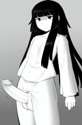 1futa 1girls ai_generated artist_request asymetrical_hair black_eyes black_hair bottomless emotionless expressionless flat_colors futanari ghost_and_pals large_penis line_art long_hair mariyam_(qualia_automata) monochrome penis precum qualia_automata shadow_over_eyes simple_background simple_colors simple_shading solo stable_diffusion standing ta-m02 team_6x111 white_shirt white_skin