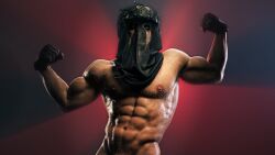 1boy 3d 3d_model activision bara bara_tits barazoku bettybattaglia call_of_duty completely_nude completely_nude_male flexing_bicep gay könig konig looking_at_viewer male male_focus male_nipples male_only manly mask masked masked_male modern_warfare muscular_male nipple_piercing nipples nude solo solo_male yaoi