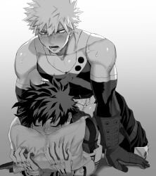 2boys anal ass bakugou_katsuki blush clothed_sex flushed gay gay_sex gloves goodbye_glory hugging_pillow izuku_midoriya katsuki_bakugou male male/male male_only male_penetrated male_penetrating midoriya_izuku multiple_boys muscular muscular_male my_hero_academia on_stomach prone_bone spiky_hair sweat tight_clothing yaoi