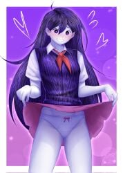 cabronpr clothed long_hair mari_(omori) omori panties skirt_lift