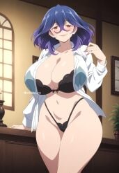 ai_generated arisato_yu big_ass big_breasts horny_female kinsou_no_vermeil lingerie milf mommy purple_hair red_eyes succubus vermeil vermeil_(kinsou_no_vermeil) vermeil_in_gold