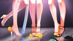 barefoot cream feet food food_play foot_fetish foot_focus footjob high_heels highres liv_(punishing:_gray_raven) lucia_(punishing:_gray_raven) painted_toenails punishing:_gray_raven selena_(punishing:_gray_raven)