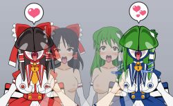 dollification female handles huge_ass huge_breasts kisekae nipples post_transformation reimu_hakurei riraka sanae_kochiya sex_doll sex_doll_transformation tongue_out touhou transformation