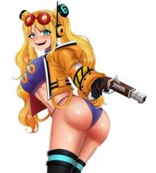 1girls ass big_ass desertwaifu female female_only gun one_piece one_piece:_egghead_arc thong vegapunk_york