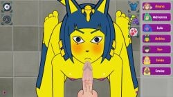 1girls 2d 2d_animation animal_crossing animated ankha ankha_(animal_crossing) anthro blowjob blue_eyes blush deepthroat domestic_cat felid feline felis fellatio female fur game_cg nintendo nymphomania_fantasy_town oral saliva_on_penis slut striped_tail tagme tail unifox_game_studio video video_game video_games whore yellow_body yellow_fur