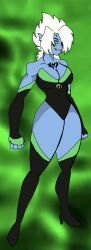 alien alien_girl alien_humanoid aystrid ben_10 ben_10_alien_force ben_tennyson blue_body blue_skin breasts cleavage curvaceous curvy curvy_body curvy_female curvy_figure flame_daddy69 gender_transformation genderswap_(mtf) green_background green_eyes large_breasts leotard omnitrix rule_63 tattoo tight_clothes tight_clothing white_hair