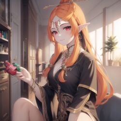 ai_generated big_breasts black_sports_bra breasts clothing female female_only happy long_hair midna ruptuorie shorts solo the_legend_of_zelda twili_midna