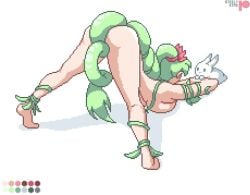 1girls almost_naked almost_nude back_view backboob bunny curves curvy curvy_body curvy_female curvy_figure curvy_hips curvy_thighs dryad dryad_(terraria) jack-o_pose large_ass large_breasts legs_apart legs_spread long_hair pixel_(artwork) pixel_art pixelated ponytail sideboob squished_breasts steely_bird terraria vines