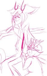 1boy 1boy1girl 1girls alastor_(hazbin_hotel) demon demon_boy demon_girl fellatio hazbin_hotel male/female mimzy_(hazbin_hotel) oral_sex sketch vivienne_medrano vivziepop wip