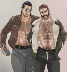 2boys activision bara barazoku beard body_hair bulge call_of_duty call_of_duty:_modern_warfare_2 call_of_duty_modern_warfare_2_(2022) captain_price chii_(fwipsart) clothing daddy facial_hair gay hairy hairy_chest hairy_male john_price male male/male male_focus male_nipples male_only male_pubic_hair manly mature_male muscular_male nikolai nikolai_(call_of_duty) nikolai_(modern_warfare) nipples penis solo_male yaoi