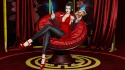 1girls avatar_legends avatar_the_last_airbender azula black_hair clothed clothed_female crossed_legs destruction destruction_of_property female fire_nation lighting lighting_bolt princess ronail royal royalty sitting sitting_on_chair tiara