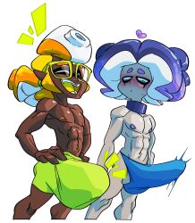 balls big_penis coralino_(slb) cute dark-skinned_male erection gay hyper_penis male male_only octoling octoling_boy penis slb splatoon tagme yaoi