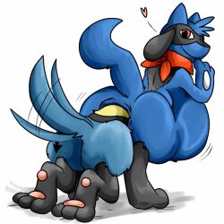 anal_insertion anal_sex anal_vore anthro blue_fur canine furry lucario nelsonnoir pawpads pokemon pokemon_(species) pokemon_dppt riolu scarf tail vore wagging_tail