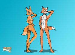 acidskunkwolf anthro ass breasts canid canine diane_foxington dreamworks duo female fox genitals henry_(old_speckled_hen) hi_res male male/female mammal nude old_speckled_hen penis pose the_bad_guys