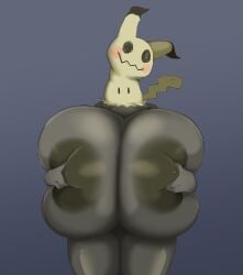 anthro arms big_breasts blush breasts ear hand_on_breast hands legs mimikyu petronoise pokémon_(species) pokemon pokemon_sm tail