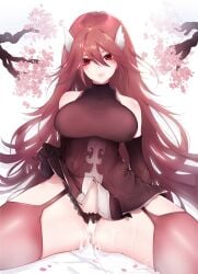 1girls after_sex after_vaginal alternate_version_available bare_thighs black_panties breasts clothes come_hither commission cordelia_(fire_emblem) creampie cum cum_in_pussy cum_inside cum_on_lower_body elbow_gloves female female_only fire_emblem fire_emblem_awakening garter_straps gloves grin hair_between_eyes hair_ornament lifted_by_self long_hair looking_at_viewer lowres medium_breasts nintendo panties petals pussy_juice red_eyes red_hair red_panties ririsaurus shoulders sitting skirt_lift smile solo spread_legs thick_thighs thighs underwear upskirt very_long_hair