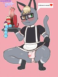 animal_crossing clothing crossman dildo domestic_cat felid feline felis furry hi_res maid_uniform male male_focus male_only male_solo mammal nintendo panties raymond_(animal_crossing) sex_toy solo_male underwear uniform video_games