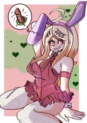 akamatsu_kaede breasts bunny_ears bunnysuit cleavage danganronpa danganronpa_v3 fishnet_stockings fishnets junkausta large_breasts straight_hair