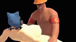 3d animated animated_gif engineer_(team_fortress_2) female fempyro gif huge_breasts koyotemoone male male/female team_fortress_2