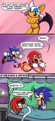 anthro arms_behind_head breasts comic comic_strip covid-19_pandemic goopirah hospital hospital_bed knuckles_the_echidna nipples panties pink_panties rouge_the_bat sonic_(series) sonic_the_hedgehog topless_female