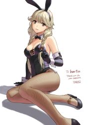 breasts bunny_ears bunny_girl bunnysuit cleavage faye_(fire_emblem) fire_emblem fire_emblem_echoes:_shadows_of_valentia fishnet_legwear fishnet_stockings fishnets gloves looking_at_viewer pantyhose smile smiling smiling_at_viewer tantaka