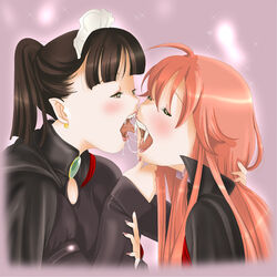 2girls clothing female multiple_girls saliva saliva_trail vampire yozora yuri