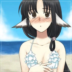 animal_ear black_hair blush dog_ear eruru_(utawarerumono) lowres solo utawarerumono