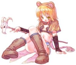 animal_ears boots cat_ears jpeg_artifacts lowres panties pantyshot pantyshot_(sitting) pantyshot_sitting ragnarok_online sage_(ragnarok_online) sitting solo staff underwear white_panties