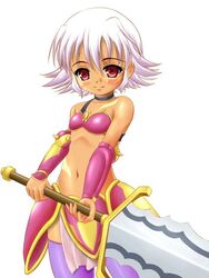 .hack//tasogare_no_udewa_densetsu armor black_rose_(.hack//) blackrose female hack katsuragi_niya kunisaki_rena pink_hair red_eyes short_hair solo sword thighhighs weapon