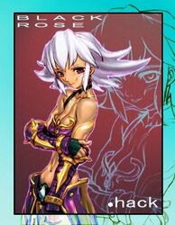 .hack// .hack//games armor artist_request black_rose_(.hack//) blackrose facial_mark female hack midriff red_eyes solo tan white_hair