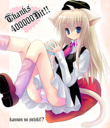 animal_ears cat_ears footwear kannon_ouji loose_socks panties pantyshot pantyshot_(sitting) pantyshot_sitting pink_legwear sitting socks tail underwear white_panties