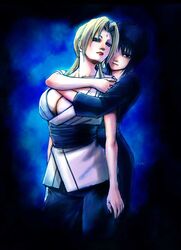 2girls blonde_hair breasts cleavage female female_only hug human kichijitsu large_breasts multiple_females multiple_girls naruto naruto_shippuden shizune tsunade yuri