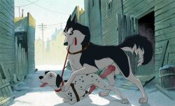 101_dalmatians alaskan_malamute animal_genitalia animal_penis balls balto_(film) bondage bondage bound building canid canine canine_penis canis collar collar_only crazydonkey dalmatian digitigrade disney domestic_dog dominant dominant_male duo erection feral feral_on_feral genitals glistening glistening_genitalia glistening_knot glistening_penis imminent_anal imminent_sex knot leash leash_in_mouth leash_pull male male/male mammal nordic_sled_dog nude object_in_mouth outside penis pongo quadruped red_collar spitz spots steele_(balto) straps submissive submissive_male tongue tongue_out universal_studios