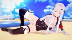 1futa 3d beach black_legwear black_shoes breasts fingerless_gloves futa_only futanari girls'_frontline gloves grin gym2009 hair_ornament kar98k_(girls_frontline) koikatsu legwear long_gloves long_hair looking_at_viewer outdoors penis red_eyes shoes uncensored white_hair