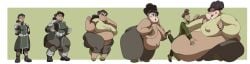 avatar_the_last_airbender bbw belly big_belly black_hair breasts clothing erect_nipples erect_nipples_under_clothes face_paint fat female female_focus gigantic_breasts inks-kinks kuvira large_breasts morbidly_obese morbidly_obese_female nipples obese obese_female overweight sequence ssbbw the_legend_of_korra transformation weight_gain