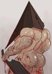 1male ass bara hairy hairy_arms hairy_ass hairy_legs hairy_male male_only masked muscular muscular_male neofake12 nude pyramid_head silent_hill solo solo_focus thick_thighs