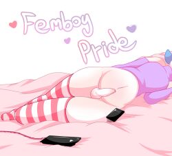 absurd_res anthro armwear bed blue_hair blush clothing cord crop_top eeveelution english_text fan_character femboy foreskin furniture genitals girly hair heart hi_res jasmine_(jaspixie) jaspixie legwear male male_only navel nintendo on_bed penis phone pink_stripes pokémon_(species) pokemon presenting presenting_belly presenting_foreskin presenting_penis rubber rubber_clothing shiny_pokémon shirt simple_background solo stripes sylveon text thigh_highs tight_foreskin topwear video_games white_background white_penis