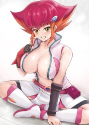 anna_kozuki boots female huge_breasts r-binon red_hair skirt smile white_background yu-gi-oh! yu-gi-oh!_zexal