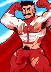 balls bulge gooey_candy hairy invincible invincible_(comics) male male_only moustache muscles muscular nolan_grayson omni-man penis ripped_clothing solo solo_male