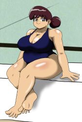 1girls 4_fingers 4_toes barefoot bathing_suit belly big_breasts black_eyes breasts brown_hair chubby chubby_female cleavage eddynsonic feet female female_only huge_breasts human human_only large_breasts overweight overweight_female ponytail sitting smile soles solo solo_female solo_focus sue swimsuit the_loud_house thick_thighs thighs toes