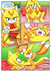 anus ass balls barefoot bbmbbf breasts comic comic_page cowboy_shot cowgirl_position feet female humanoid_feet male male/female mobian_(species) mobius_unleashed nude palcomix penis pussy sega sex sexy_boom_(comic) soles sonic_(series) sonic_boom sonic_the_hedgehog_(series) tails toes vaginal_penetration vaginal_sex zooey_the_fox