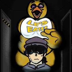 1girls chica_(fnaf) classic_chica_(fnaf) five_nights_at_freddy's male mike_schmidt skybl0od tagme