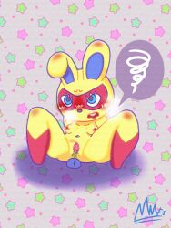 animal_crossing anthro bottomless breasts clothed clothing female genitals hi_res lagomorph leporid mammal marth_wait mira_(animal_crossing) nintendo pussy rabbit solo topless video_games