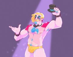 1boy blonde_hair bulge five_nights_at_freddy's gijinka glamrock_freddy_(fnaf) male male_only muscles muscular muscular_male pinkmustacheguy posing underwear