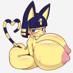 2022 animal_crossing ankha ass big_breasts breasts female huge_breasts mossyartburger nintendo nipples shortstack thick_thighs thighs