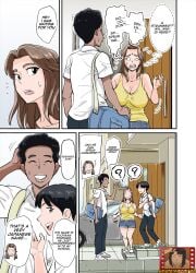 1girls 2boys comic dark-skinned_male doujinshi english_text interracial mature_female mother nobishiro original original_character translated translator_name