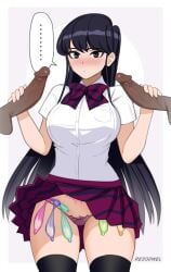 ... 1girls 2boys black_hair black_penis breasts condom_balloon condom_belt condom_filling condom_wrapper dark-skinned_male dark_skin handjob hyper_penis imminent_oral interracial komi-san_wa_komyushou_desu komi_shouko large_breasts light-skinned_female light_skin long_hair mmf_threesome oral panties penis pubic_hair pubic_hair_peek pubic_tattoo rezodwel school_uniform skirt skirt_lift thighhighs threesome used_condom