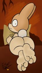 1female 3_toes anthro ass barefoot big_ass big_butt bunny_tail burrow_(cartoon) constricted_pupils crossed_legs cute cute_face disney electricsnowfox feet female female_only foot_fetish foot_focus from_behind hi_res hindpaw lagomorph laying_down laying_on_stomach legs leporid looking_at_viewer looking_back mammal nervous nude paper paws pixar rabbit shy soles solo solo_female surprised_expression thick_ass toes underground