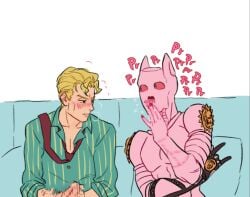 1boy diamond_is_unbreakable hand_fetish honlos jojo's_bizarre_adventure killer_queen licking_hand looking_at_another male_focus male_only masturbation stand_(jjba) yoshikage_kira